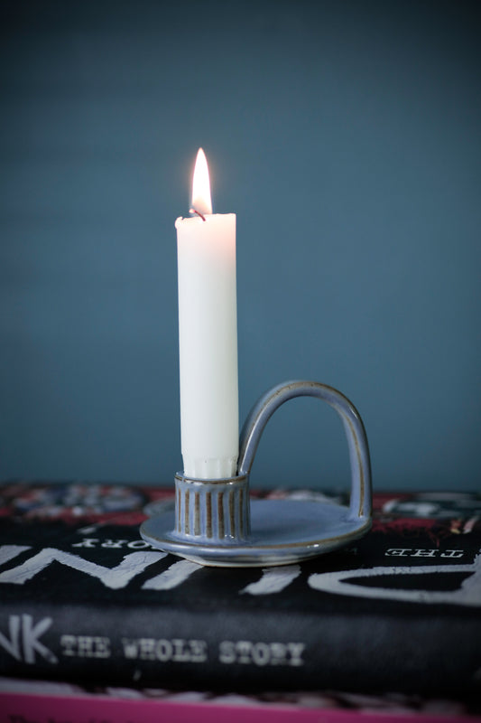 Rustic Pre-Loved Ceramic Blue Candle Holder wee willie winkie