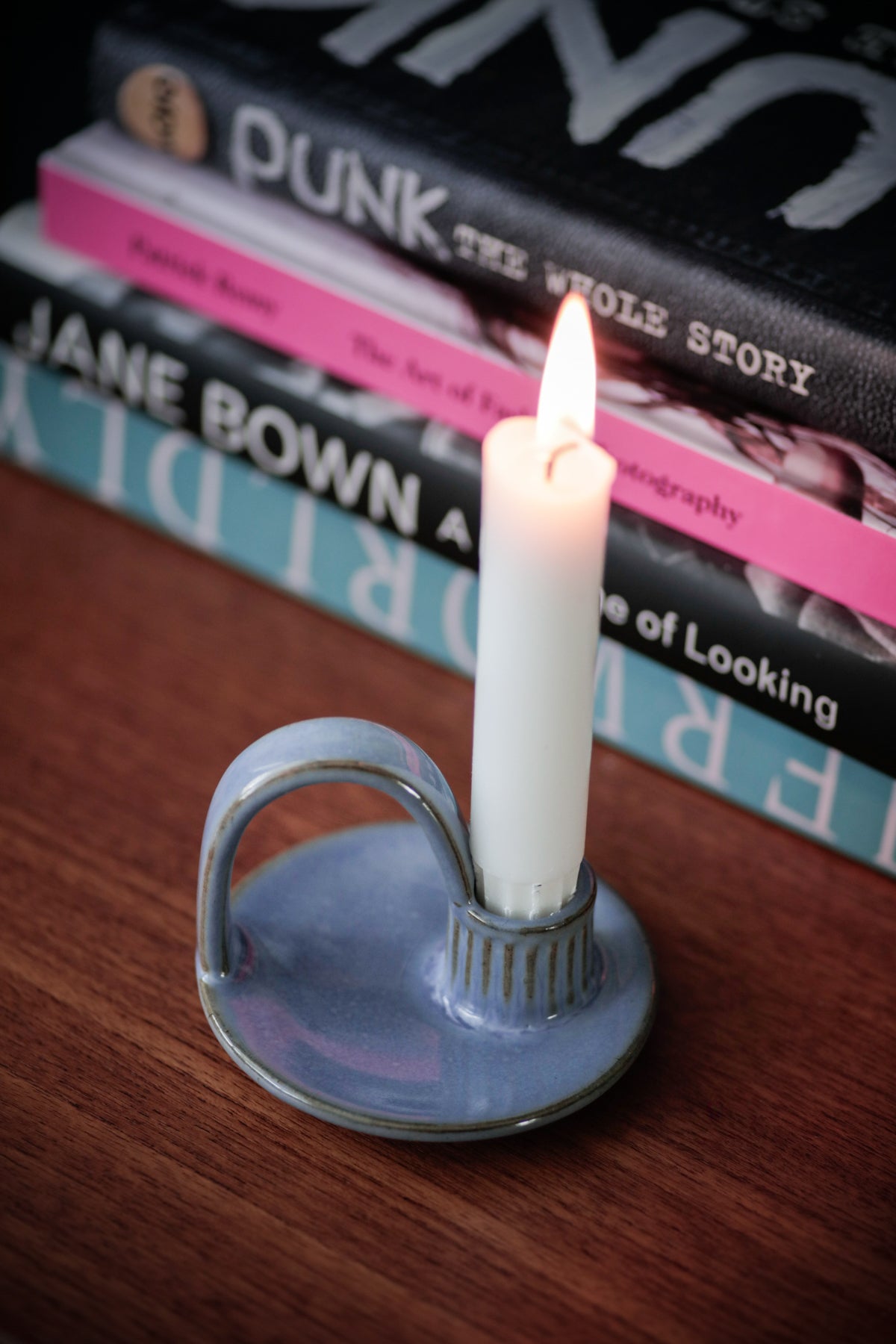 Rustic Pre-Loved Ceramic Blue Candle Holder wee willie winkie