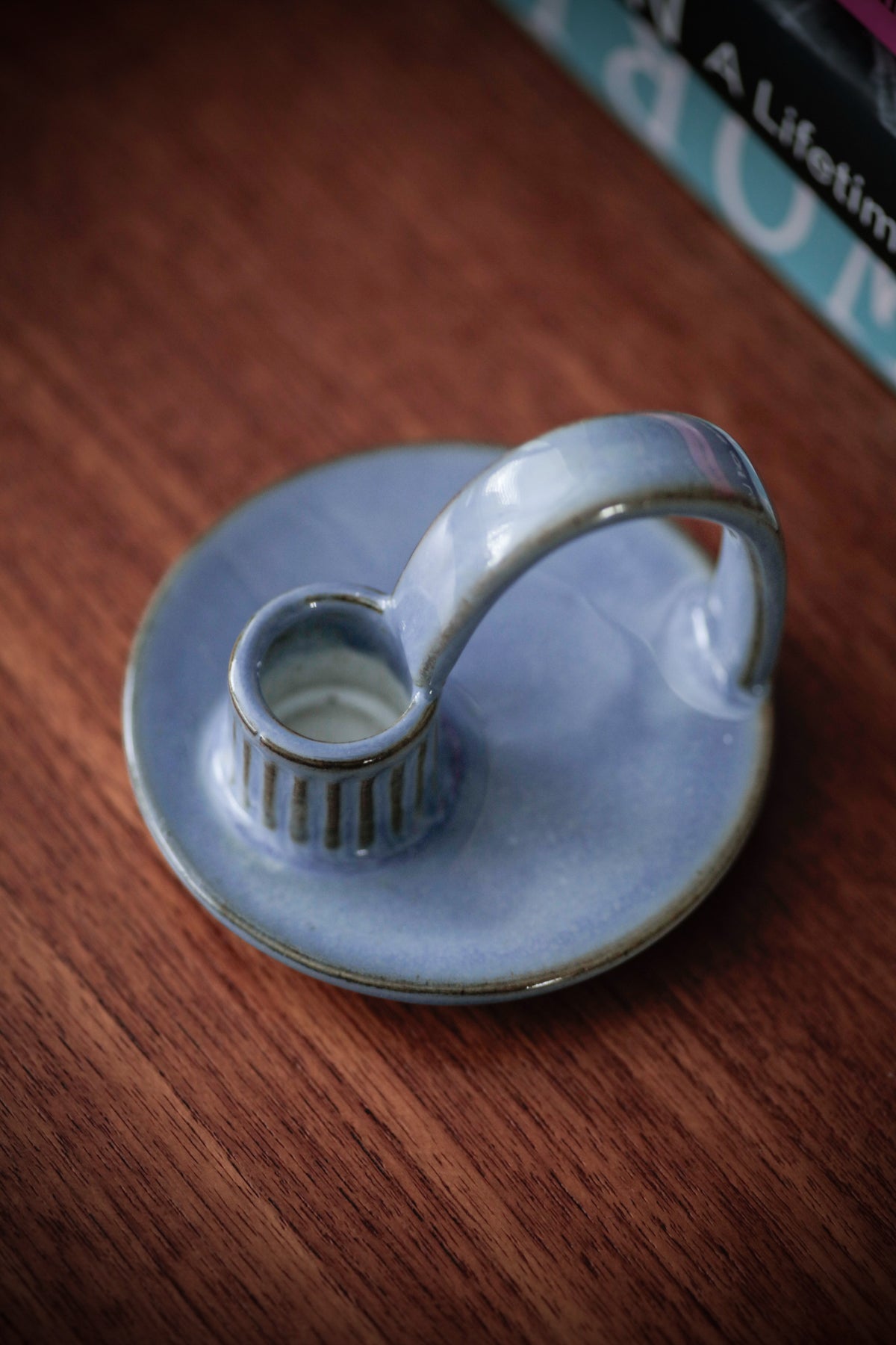 Rustic Pre-Loved Ceramic Blue Candle Holder wee willie winkie