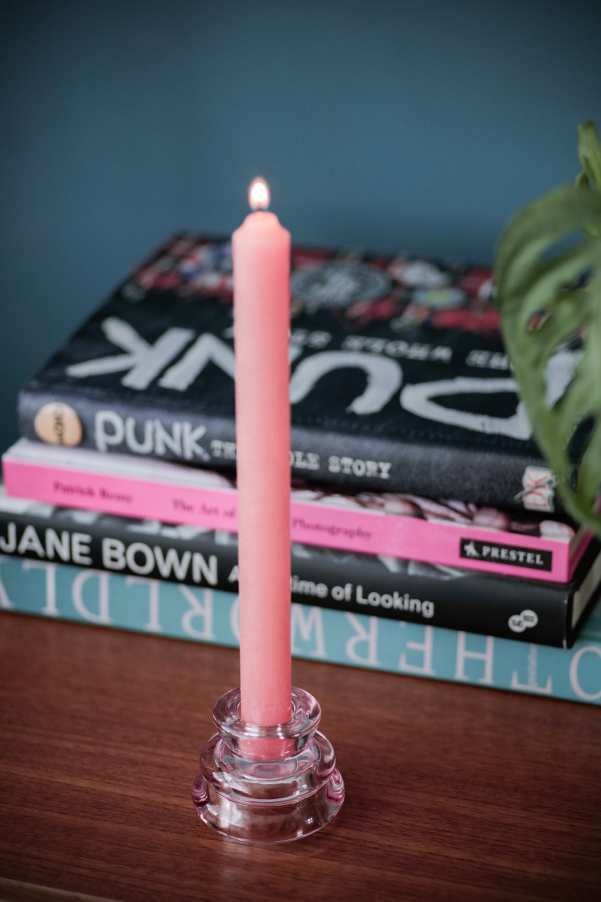 Candle and Tea Light Holder Pink Glass Pre Loved