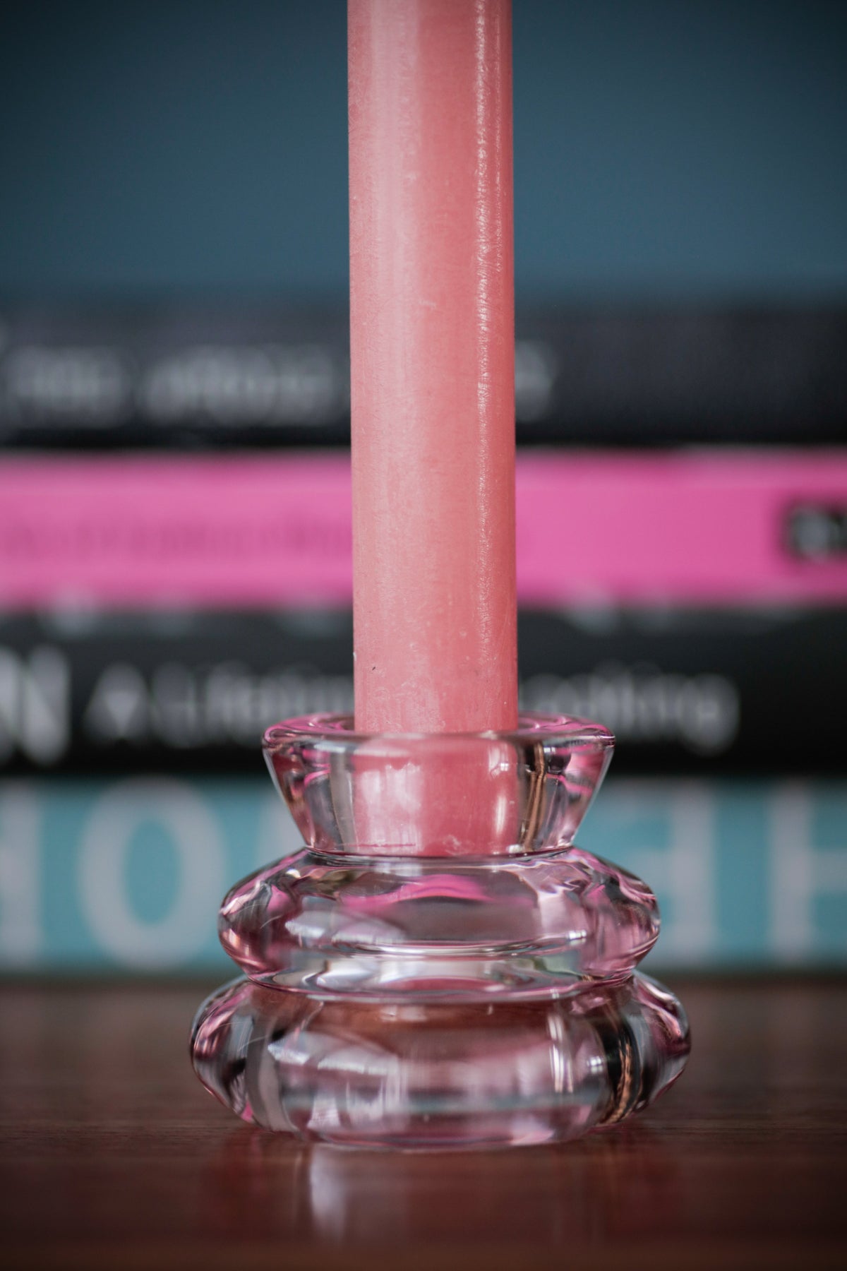 Candle and Tea Light Holder Pink Glass Pre Loved