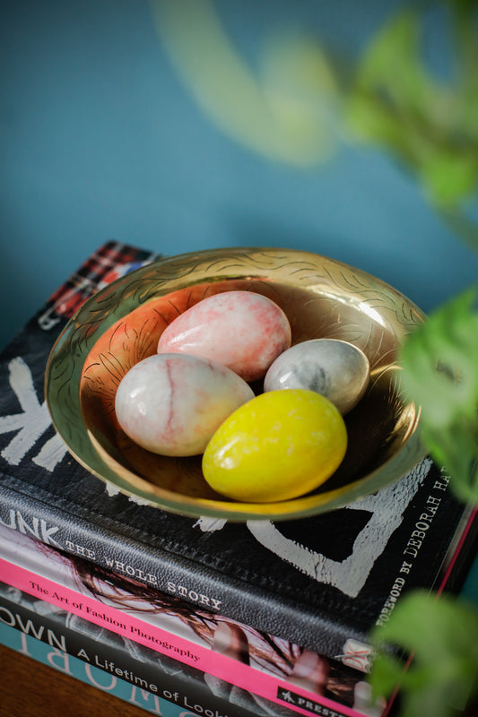 Natural Stone Marble Healing Balls Reiki Eggs Set of 4