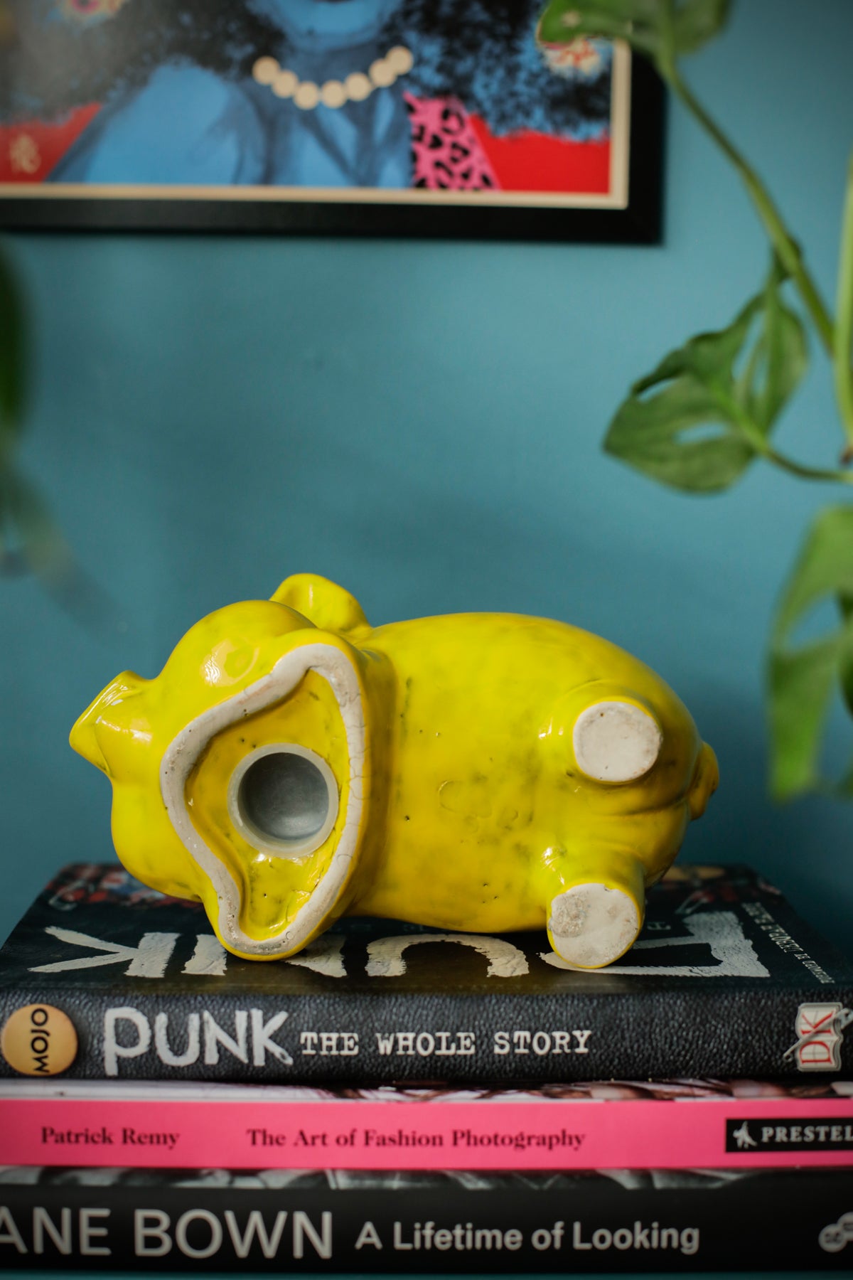 Vintage Studio Pottery Piggy Bank Yellow Glazing