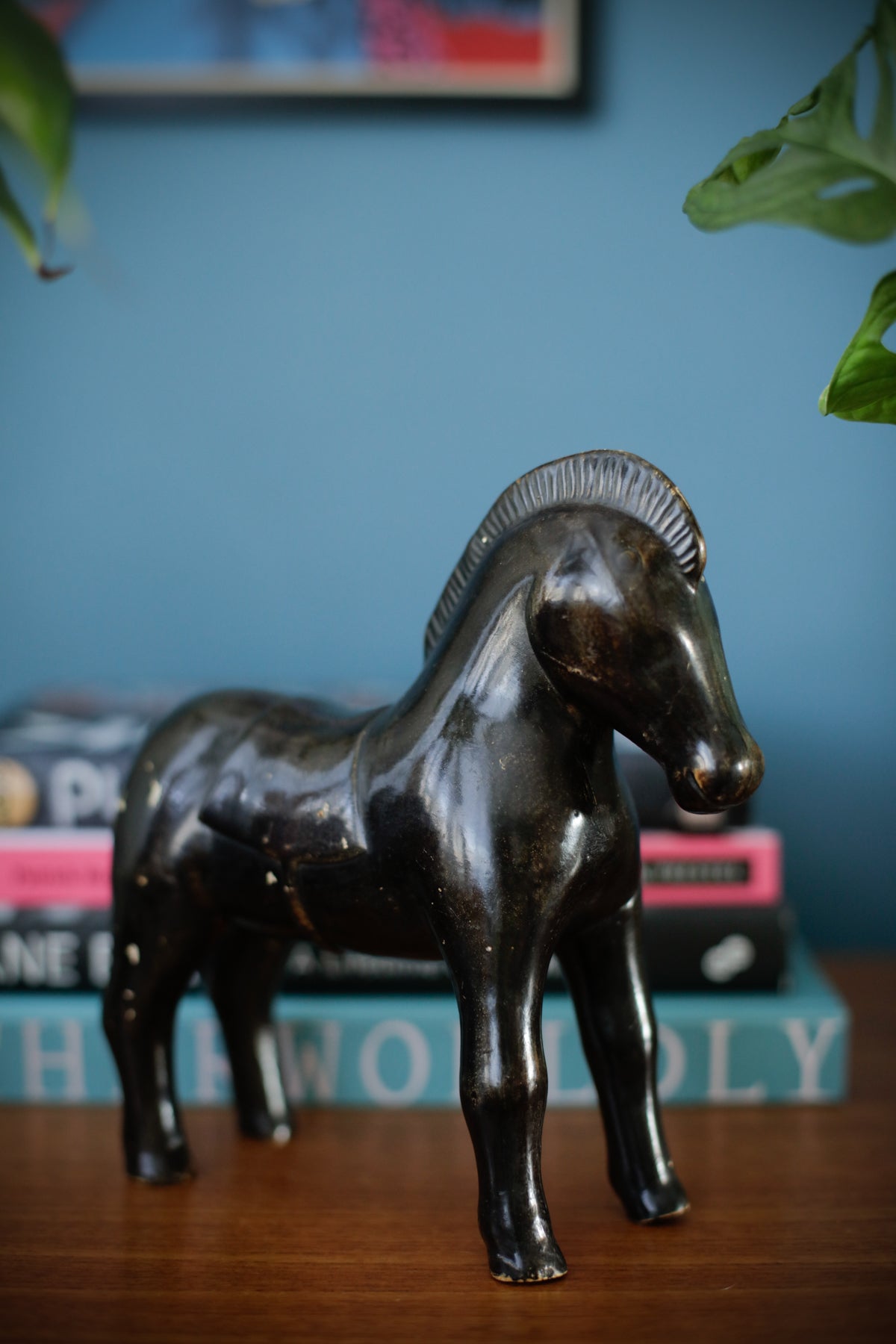 Vintage Mid Century Ceramic Trojan Horse Sculpture Studio Pottery Figurine