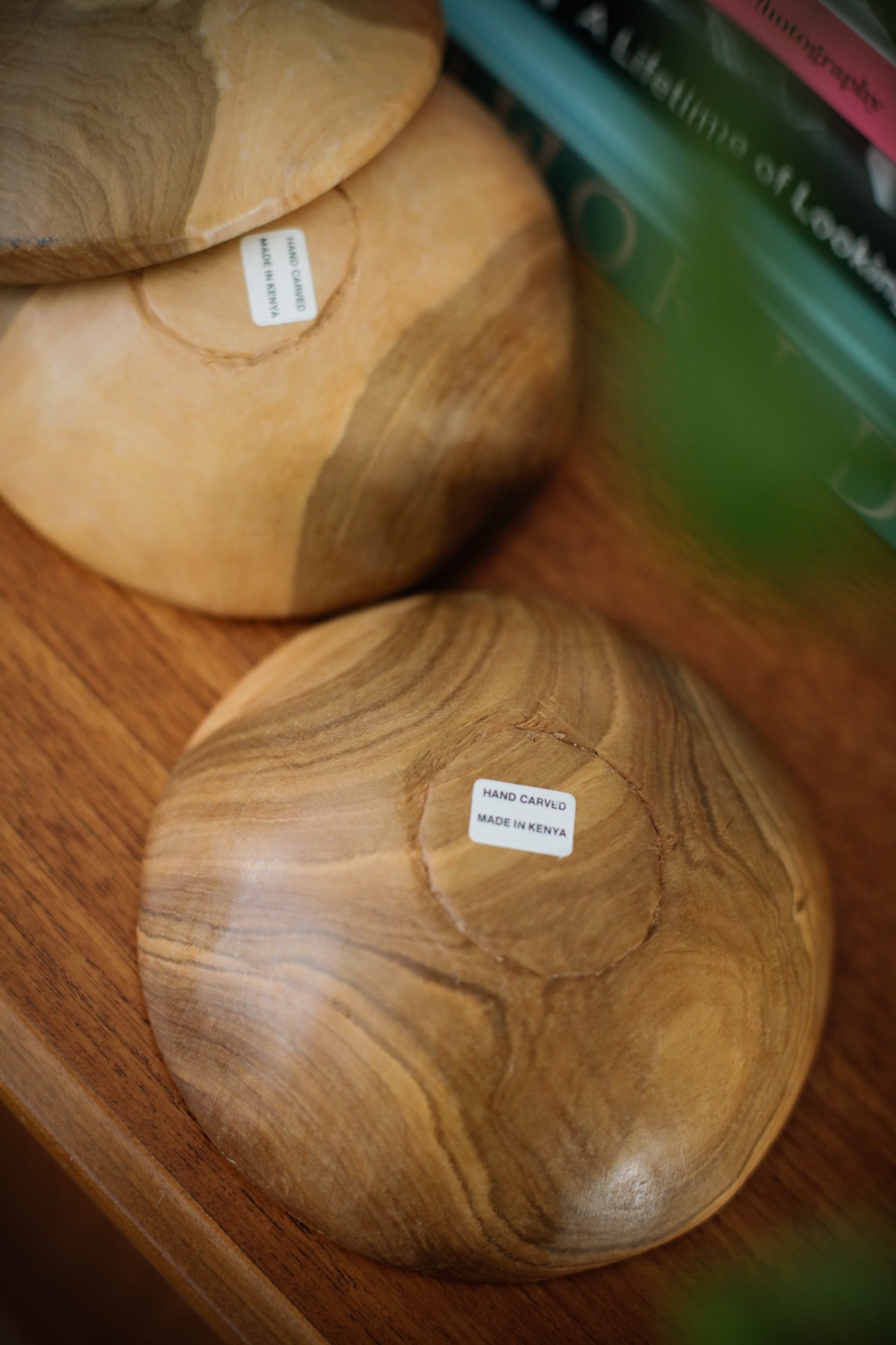 Vintage Kenyan Olive Wood Bowls Set of 4 Wabi Sabi