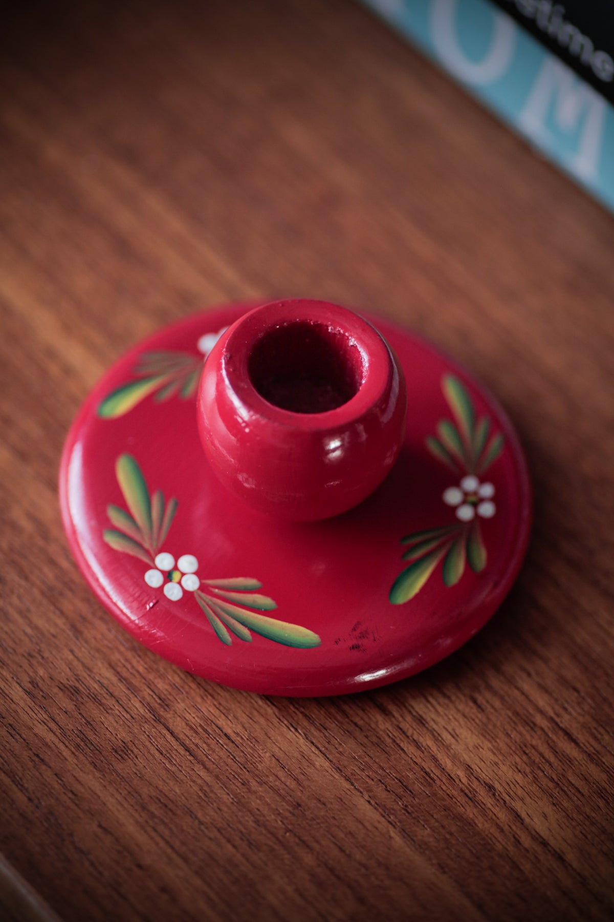 Swedish Folk Art Hand painted Candle Holder Vintage