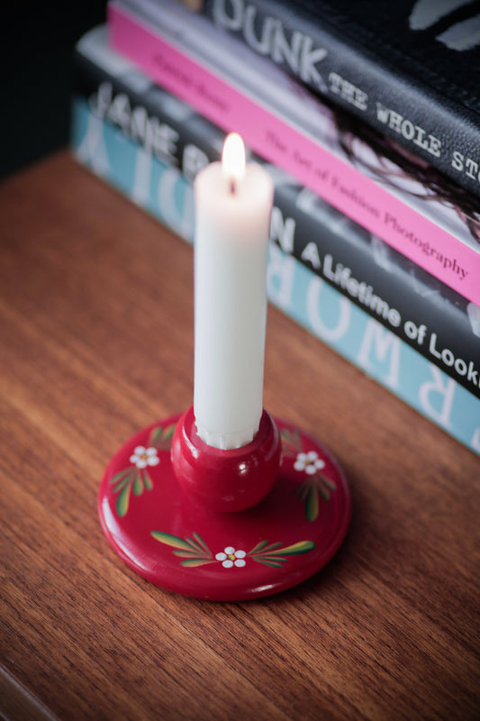 Swedish Folk Art Hand painted Candle Holder Vintage