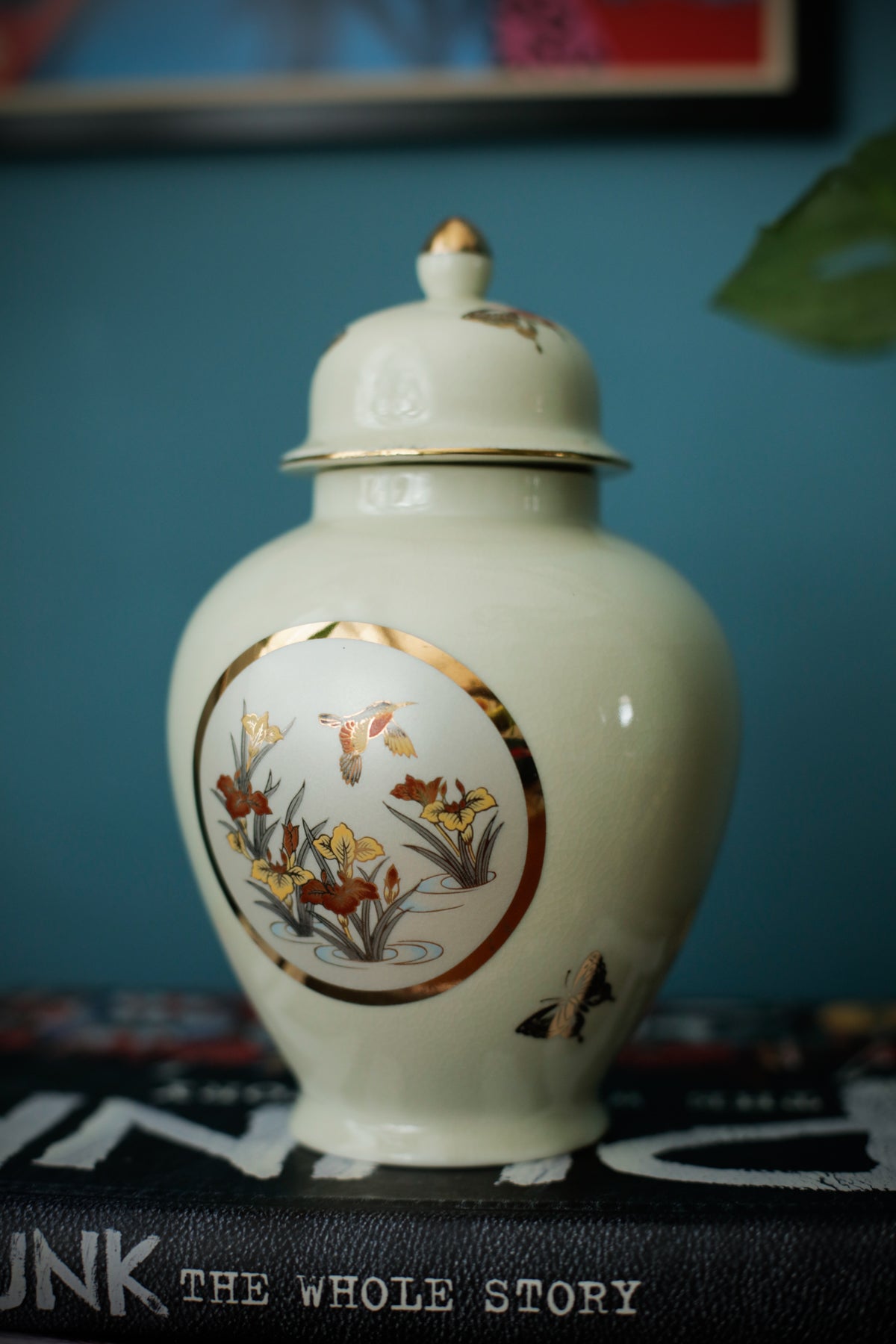 Japanese Ginger Jar Vintage Chokin Art 24k Gold Trim