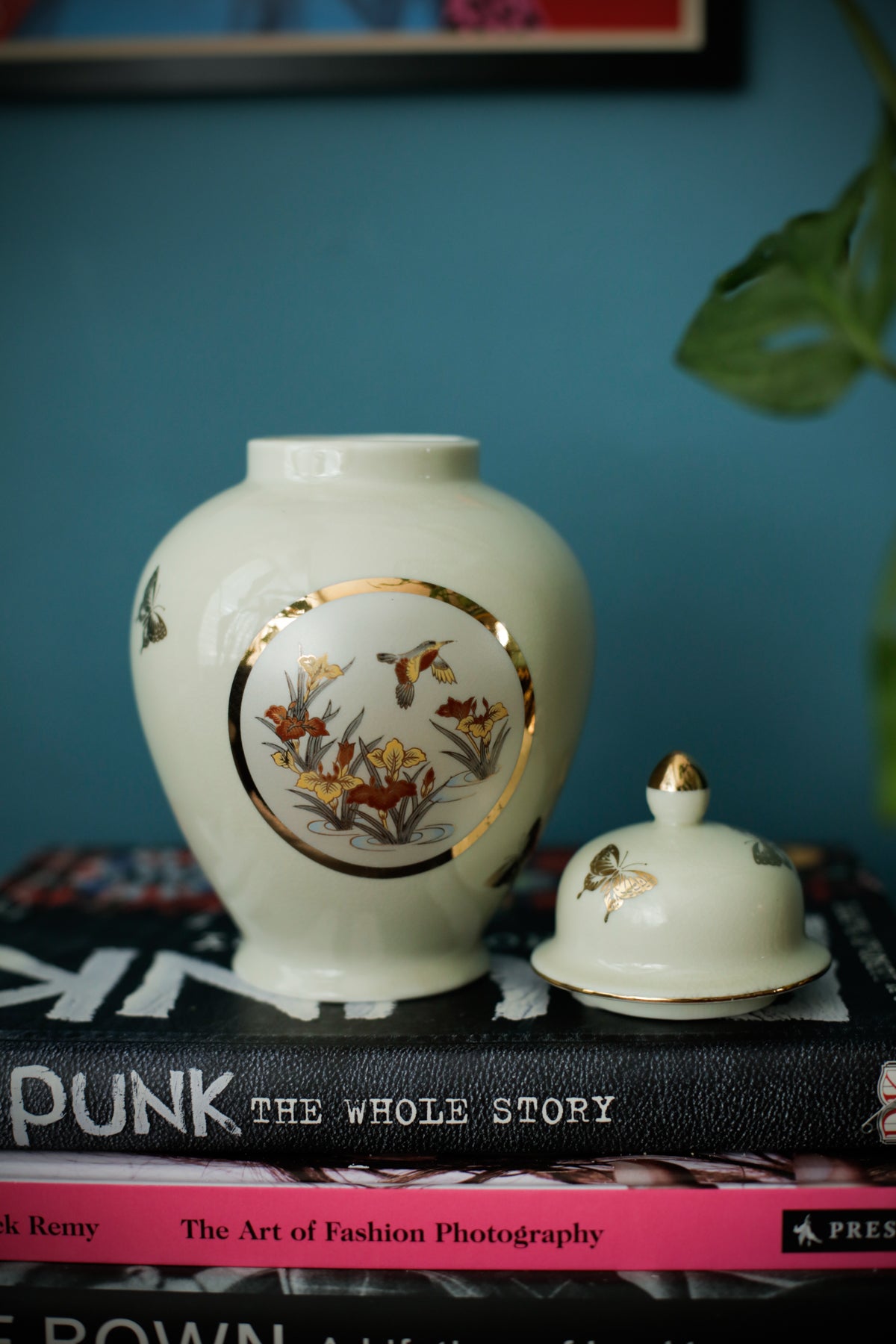 Japanese Ginger Jar Vintage Chokin Art 24k Gold Trim