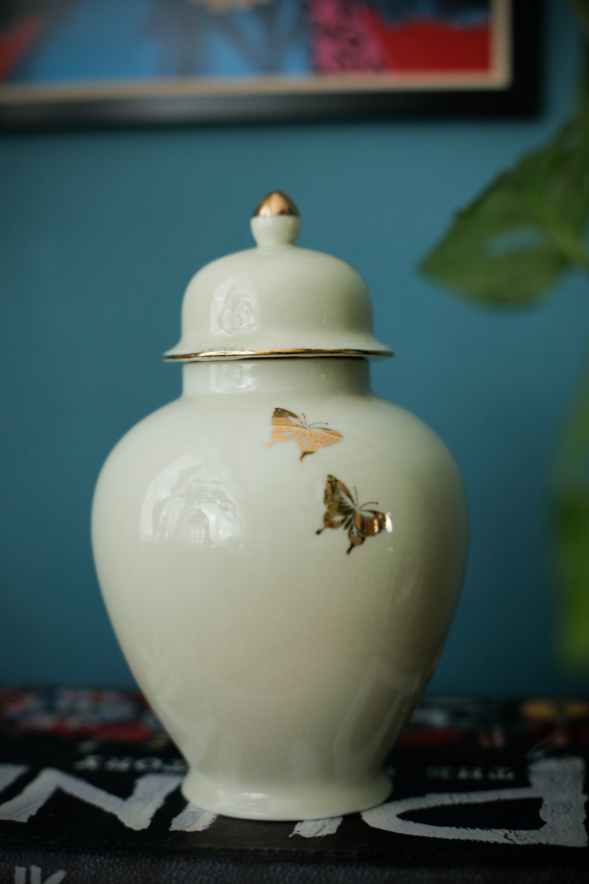 Japanese Ginger Jar Vintage Chokin Art 24k Gold Trim