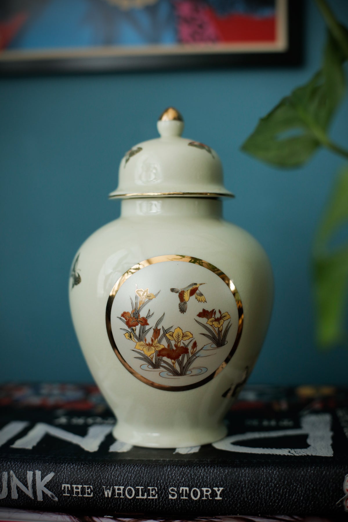 Japanese Ginger Jar Vintage Chokin Art 24k Gold Trim