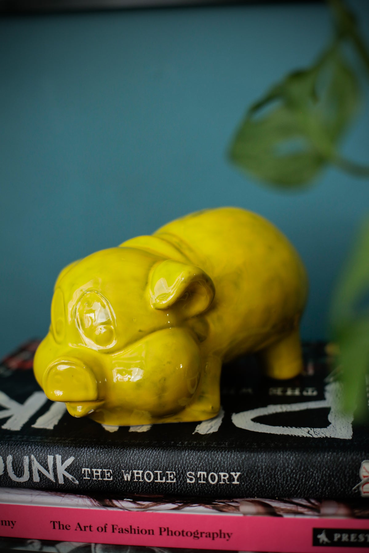Vintage Studio Pottery Piggy Bank Yellow Glazing
