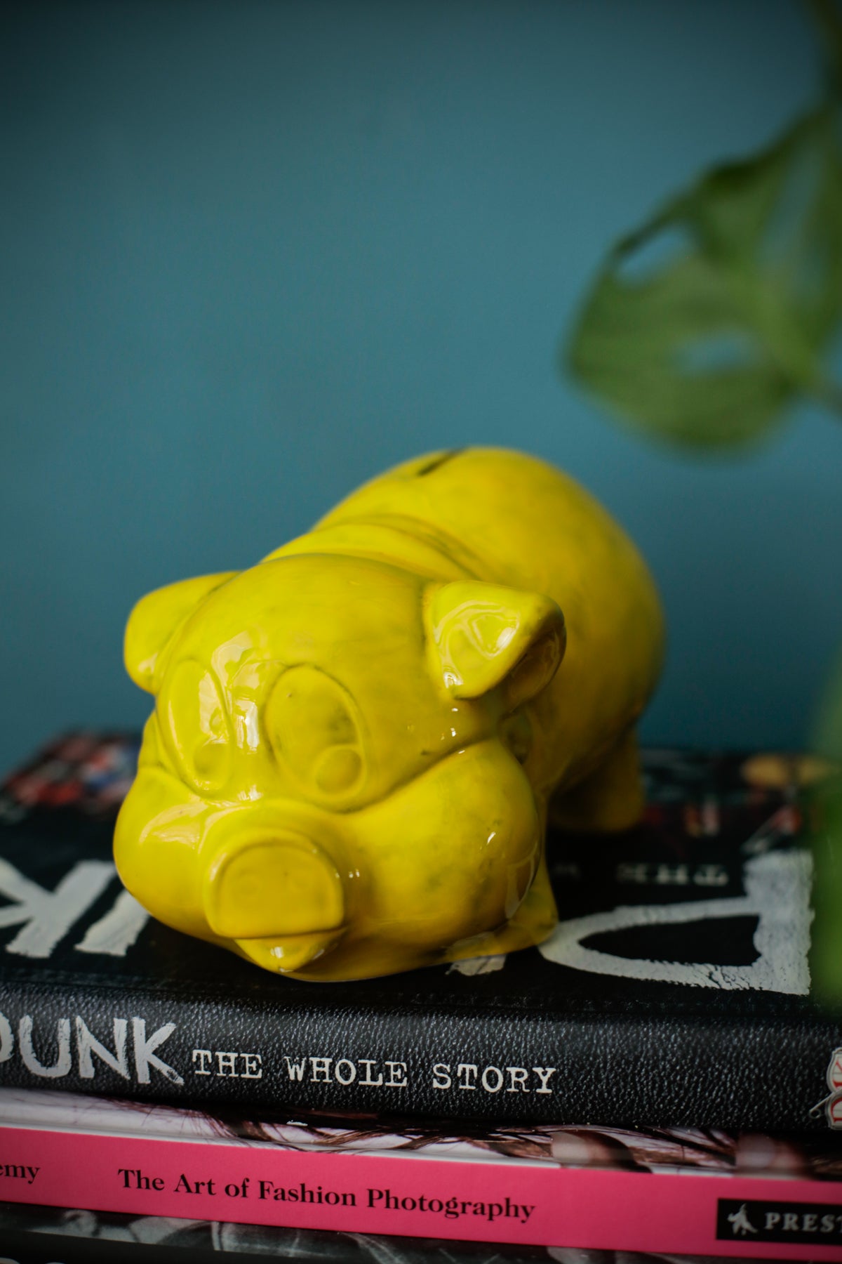 Vintage Studio Pottery Piggy Bank Yellow Glazing