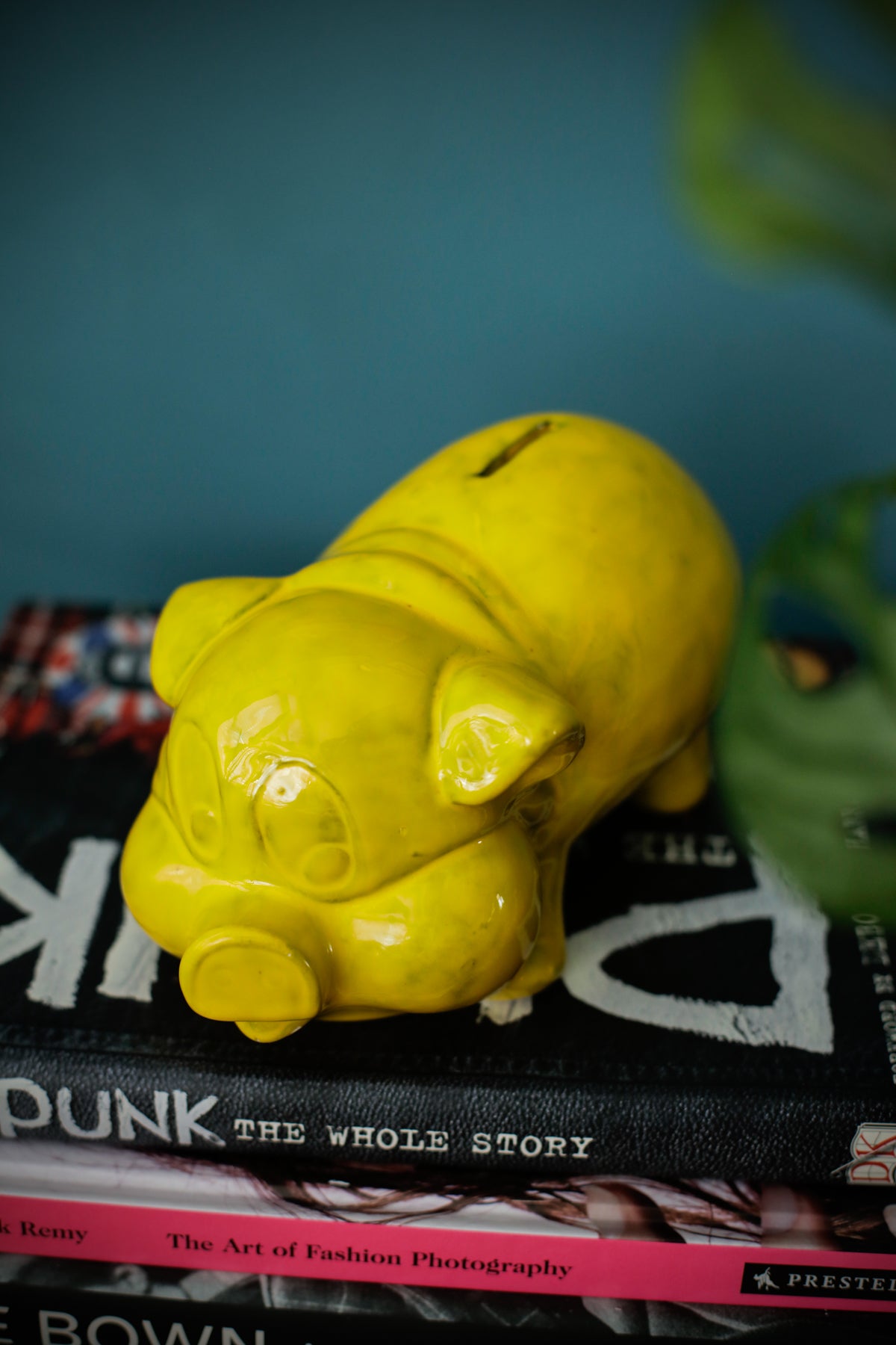 Vintage Studio Pottery Piggy Bank Yellow Glazing