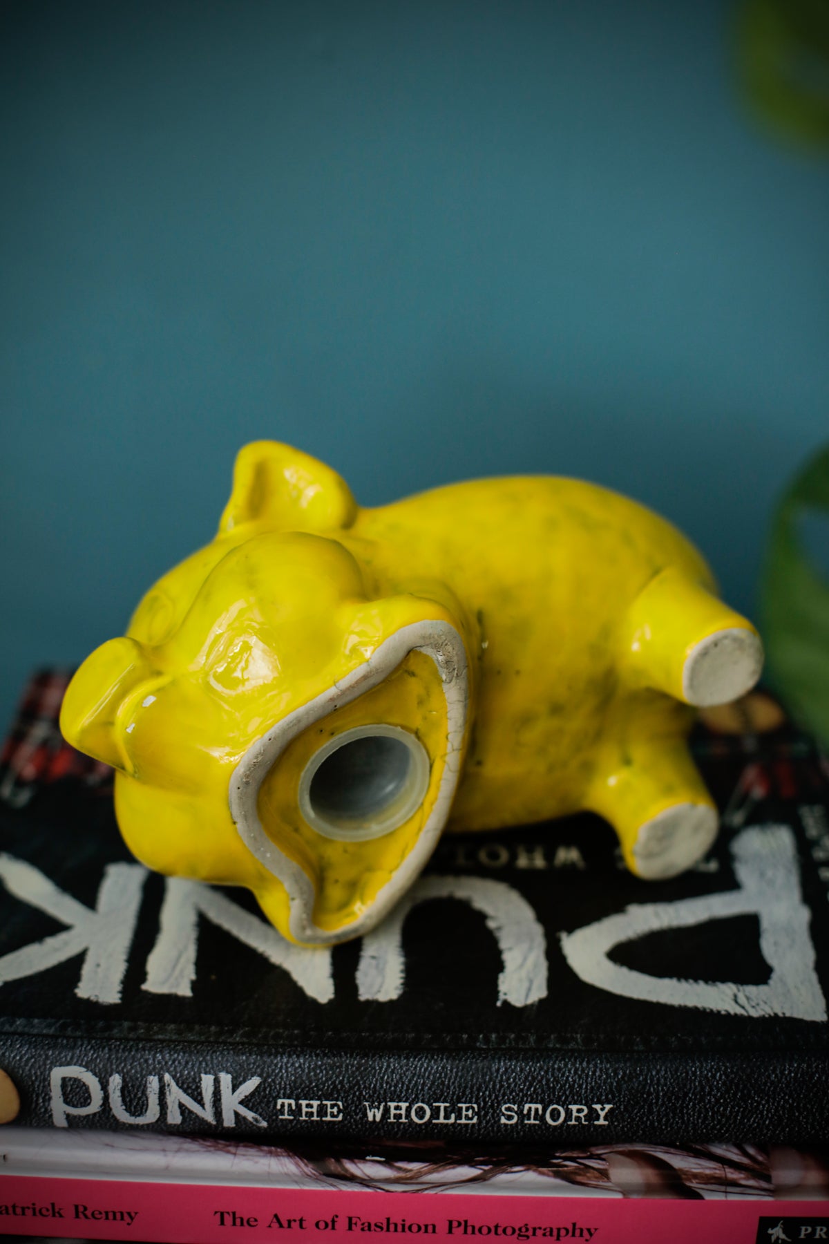 Vintage Studio Pottery Piggy Bank Yellow Glazing