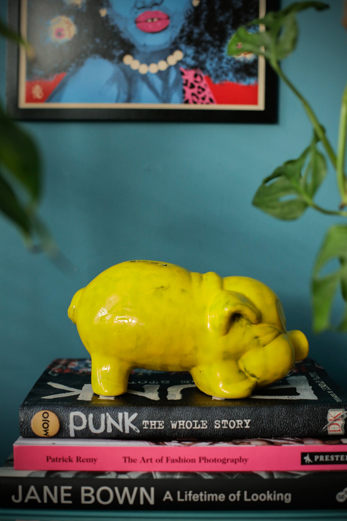 Vintage Studio Pottery Piggy Bank Yellow Glazing