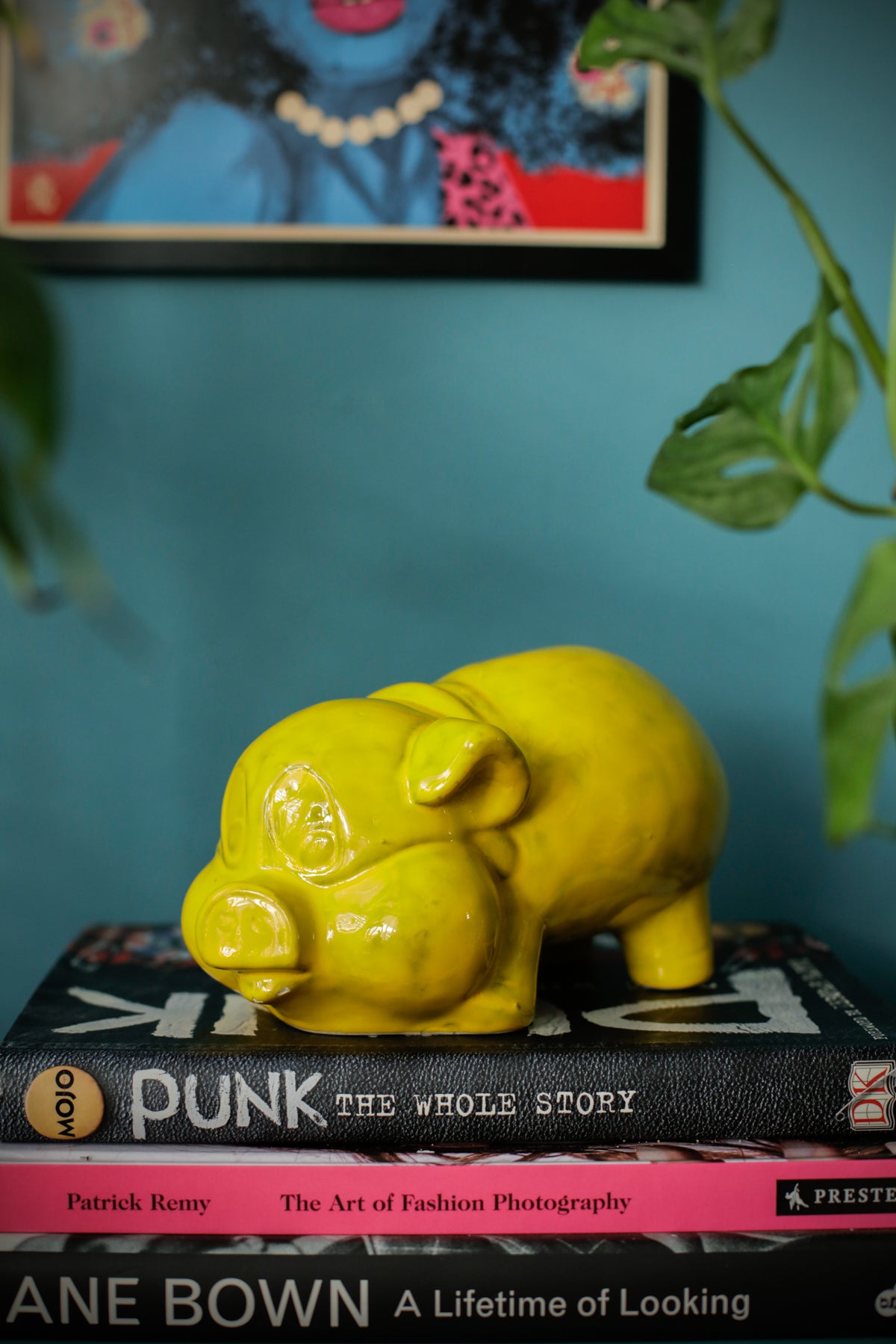 Vintage Studio Pottery Piggy Bank Yellow Glazing