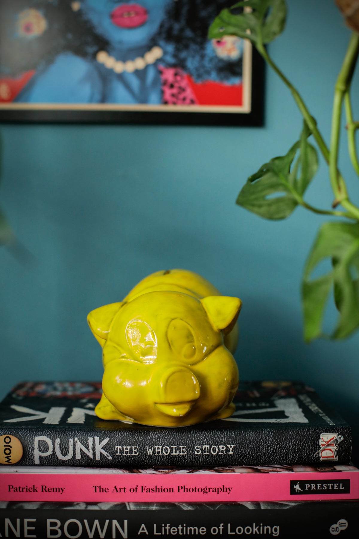 Vintage Studio Pottery Piggy Bank Yellow Glazing