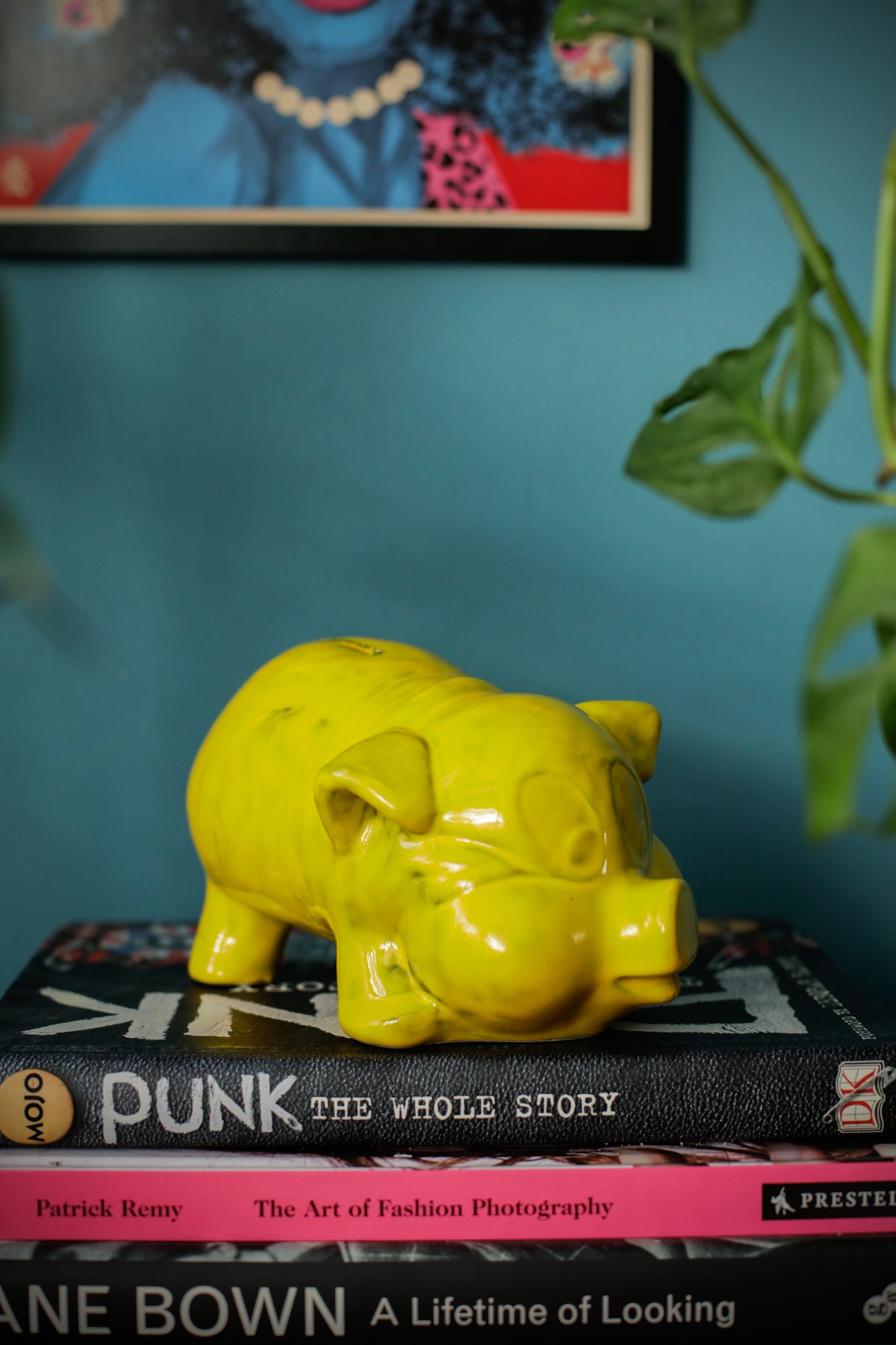 Vintage Studio Pottery Piggy Bank Yellow Glazing