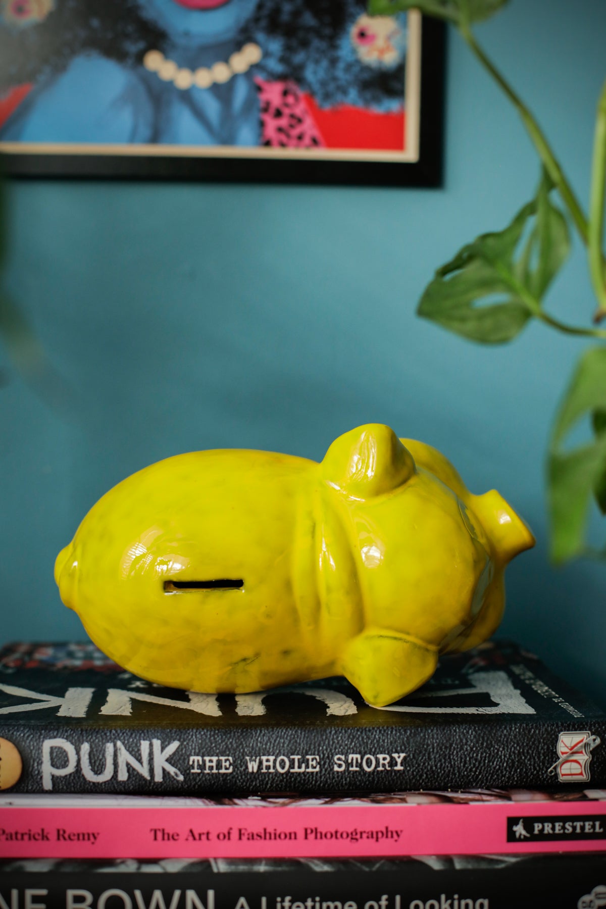 Vintage Studio Pottery Piggy Bank Yellow Glazing