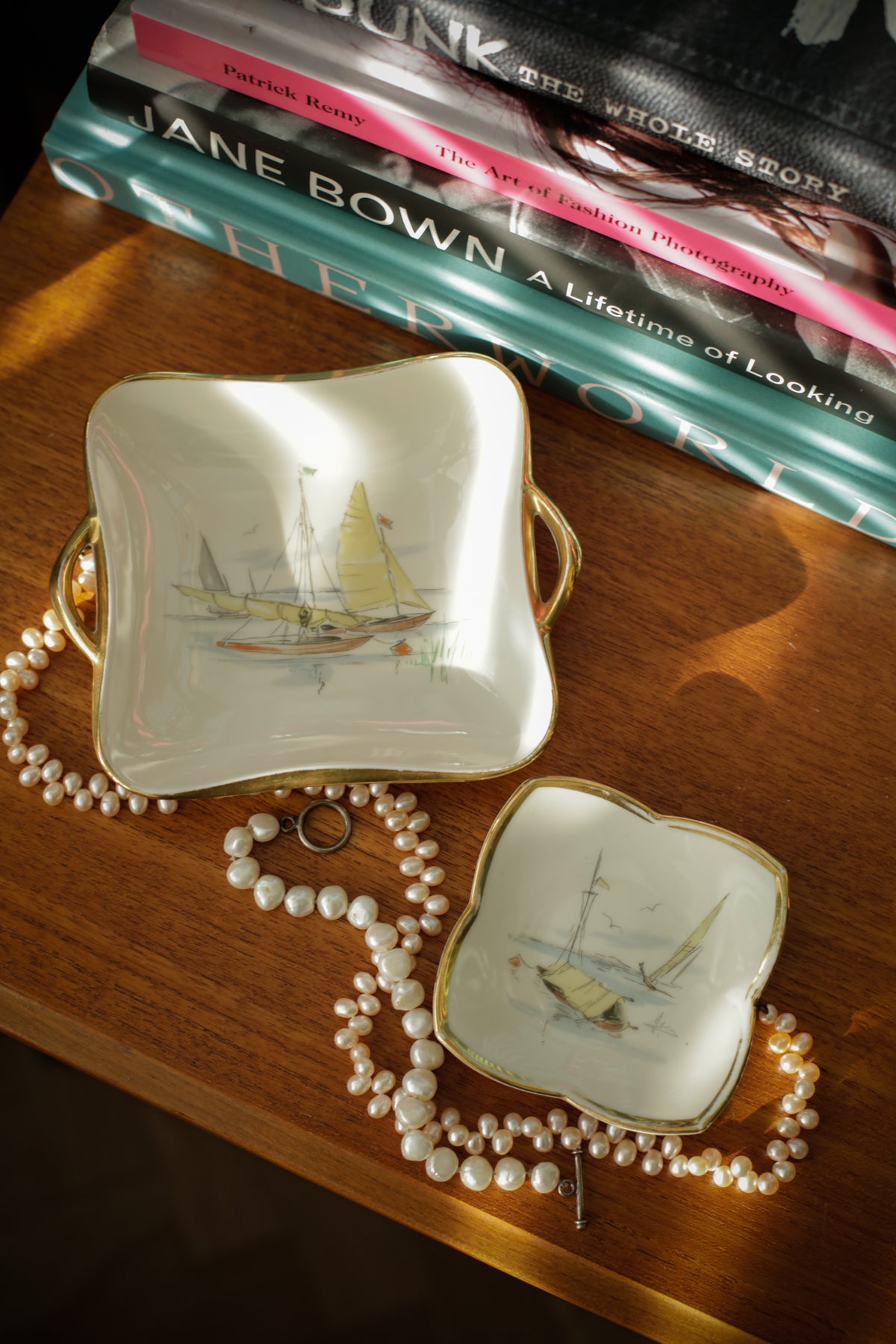 Alka Kunst 'Regatta' Vintage Bavarian Set of Two Jewellery Dishes