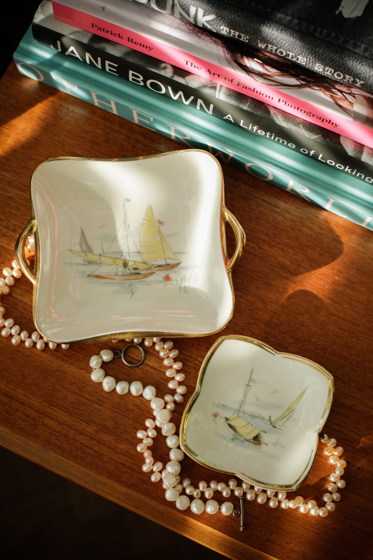 Alka Kunst 'Regatta' Vintage Bavarian Set of Two Jewellery Dishes