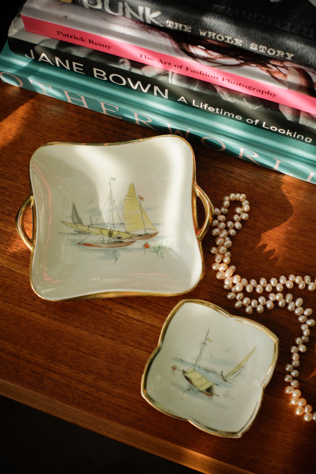 Alka Kunst 'Regatta' Vintage Bavarian Set of Two Jewellery Dishes