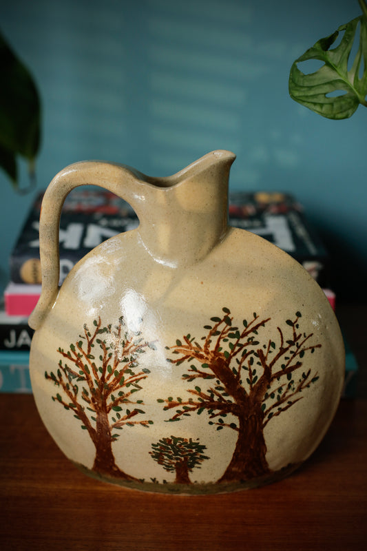 Vintage Pottery Handmade Water Wine Jug Stoneware