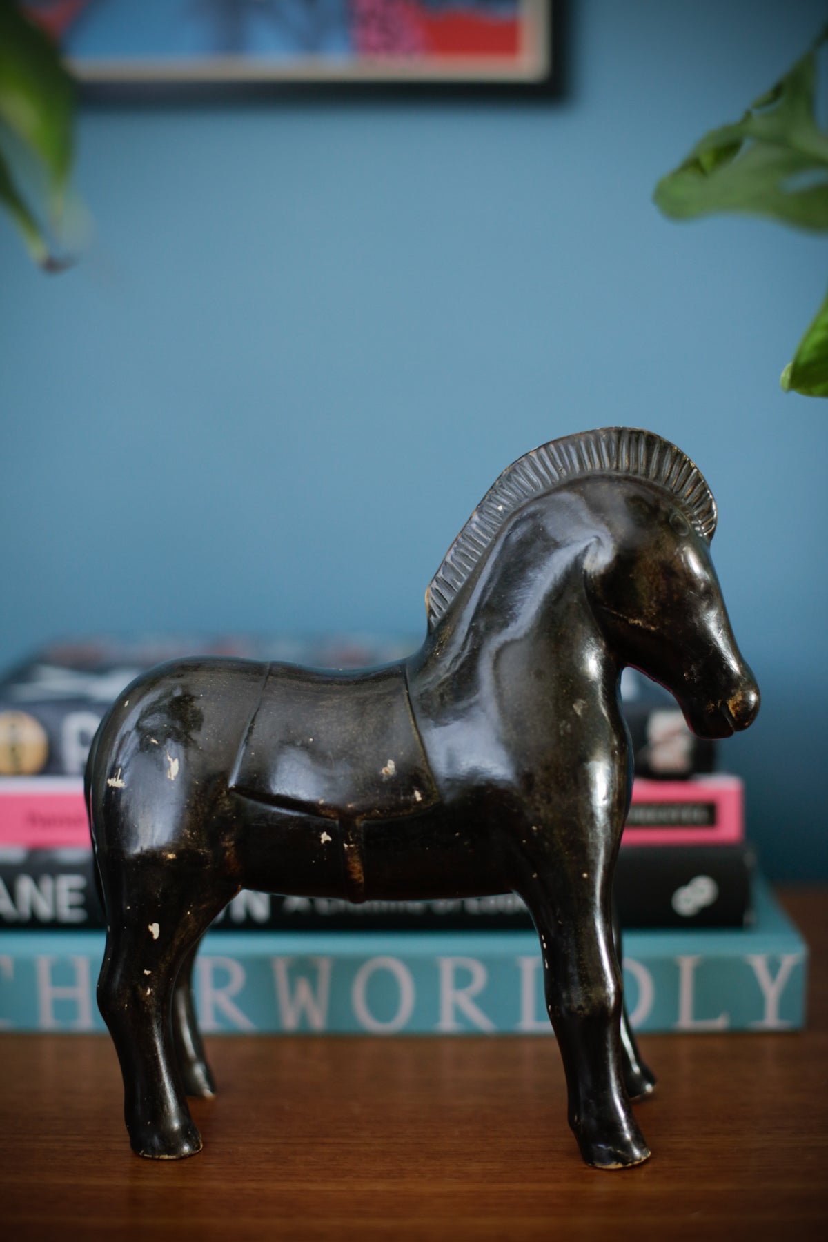 Vintage Mid Century Ceramic Trojan Horse Sculpture Studio Pottery Figurine
