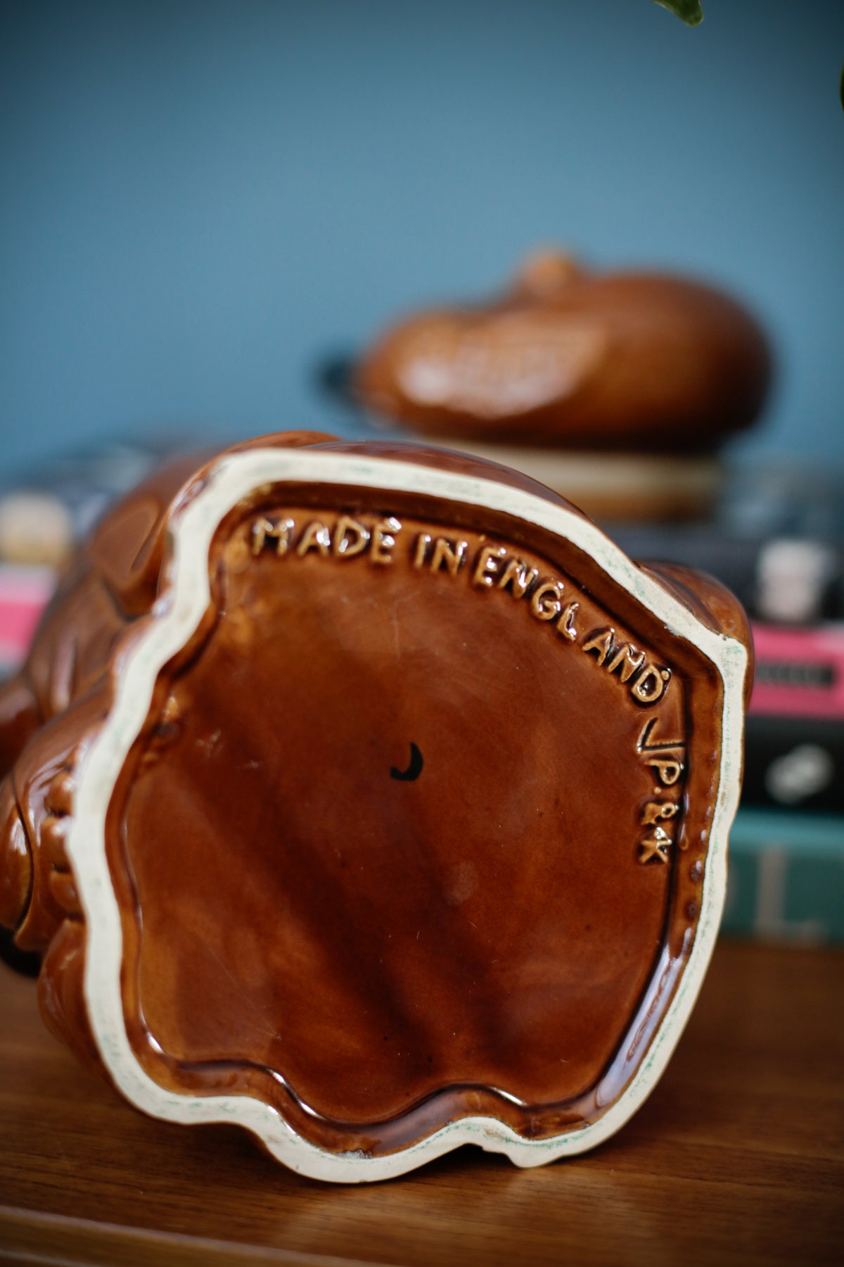 Vintage Price & Kensington Pottery Ceramic Droopy Dog Biscuits Cookies Container Jar Brown Glaze Made in England 70s