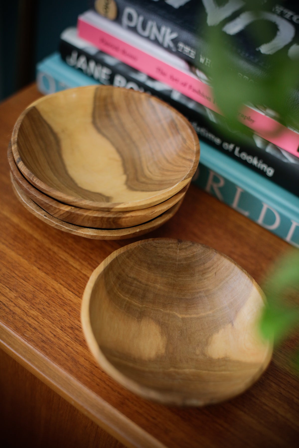 Vintage Kenyan Olive Wood Bowls Set of 4 Wabi Sabi