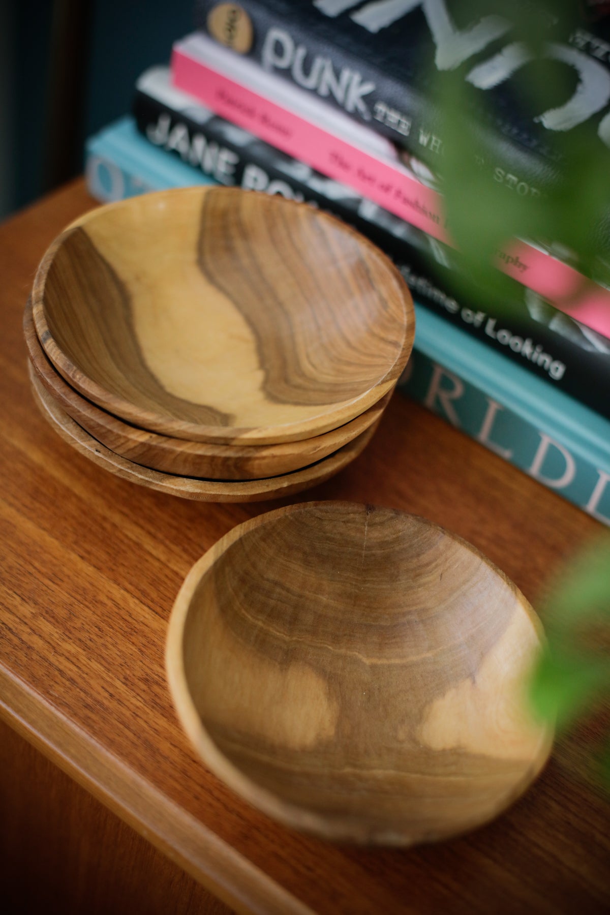 Vintage Kenyan Olive Wood Bowls Set of 4 Wabi Sabi