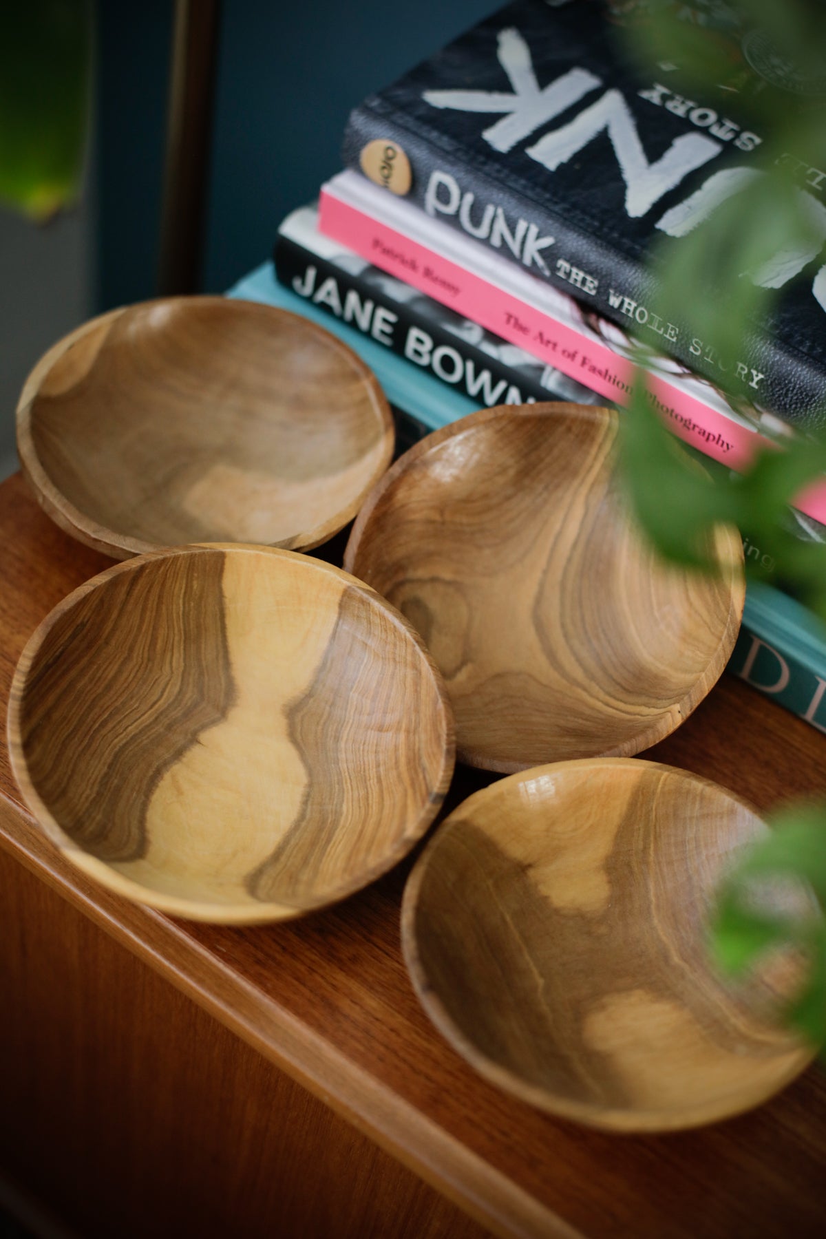 Vintage Kenyan Olive Wood Bowls Set of 4 Wabi Sabi