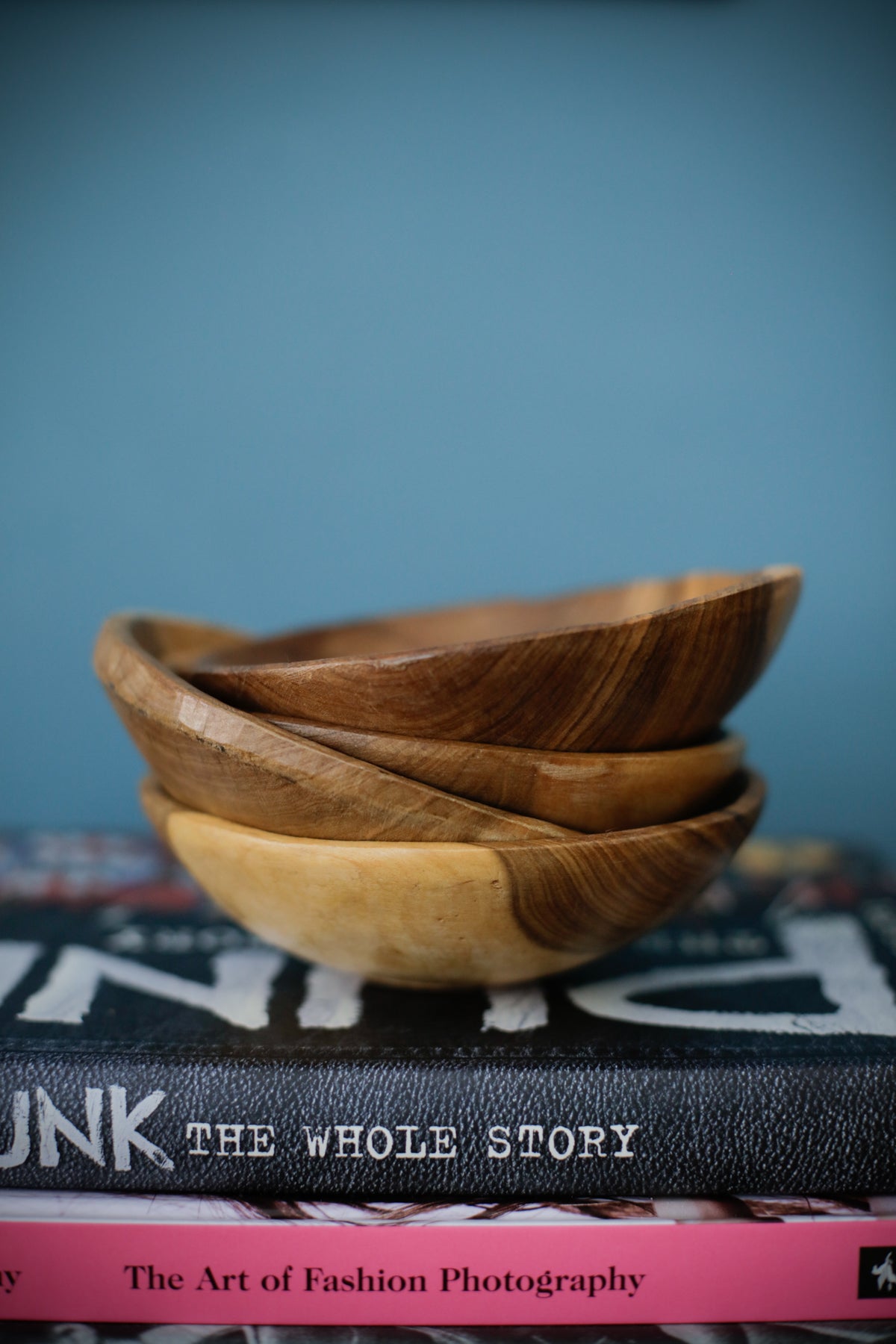 Vintage Kenyan Olive Wood Bowls Set of 4 Wabi Sabi