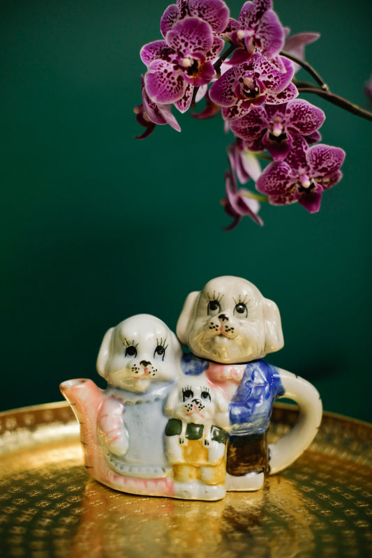 Vintage Decorative Small Tea Pot Dog family